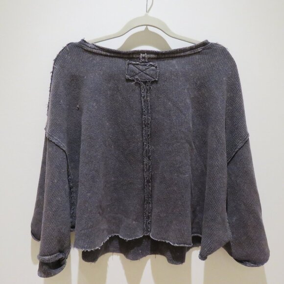 FREE PEOPLE WE THE FREE Off My Mind Cropped T-Shirt Top in Washed Black Casual - Picture 11 of 15